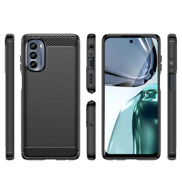 Carbon Case for Motorola Moto G62 5G flexible silicone carbon cover black