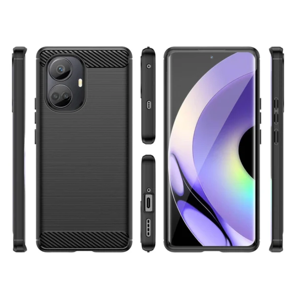 Carbon Case case for Realme 10 Pro+ flexible silicone carbon cover black