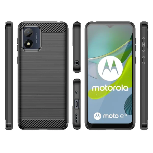 Carbon Case for Motorola Moto E13 flexible silicone carbon cover black