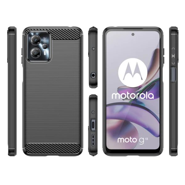 Carbon Case for Motorola Moto G13 flexible silicone carbon cover black