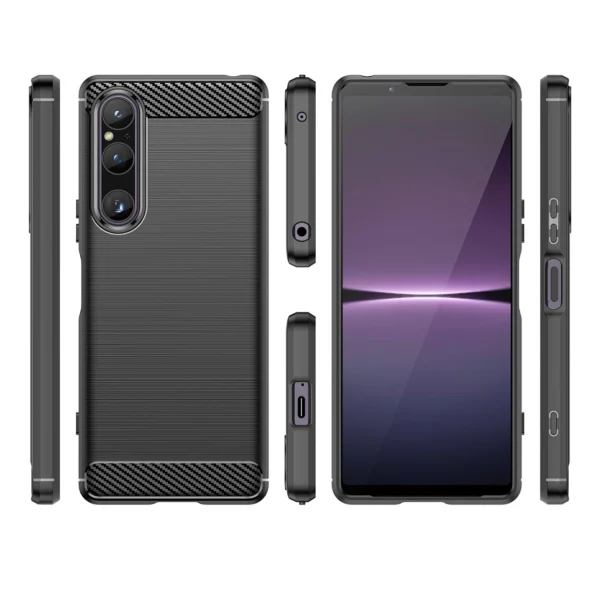 Carbon Case cover for Sony Xperia 1 V flexible silicone carbon cover black