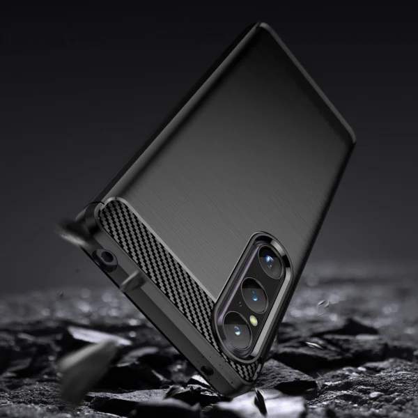 Carbon Case cover for Sony Xperia 1 V flexible silicone carbon cover black