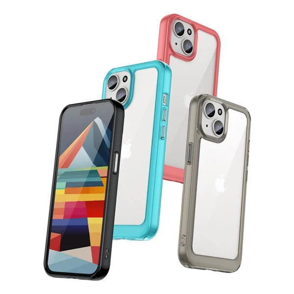 IPhone 15 Plus Outer Space reinforced case with flexible frame - transparent