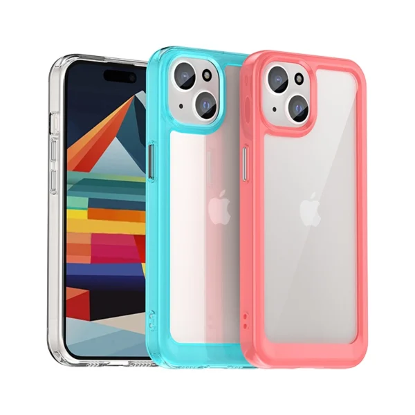 IPhone 15 Plus Outer Space reinforced case with flexible frame - transparent