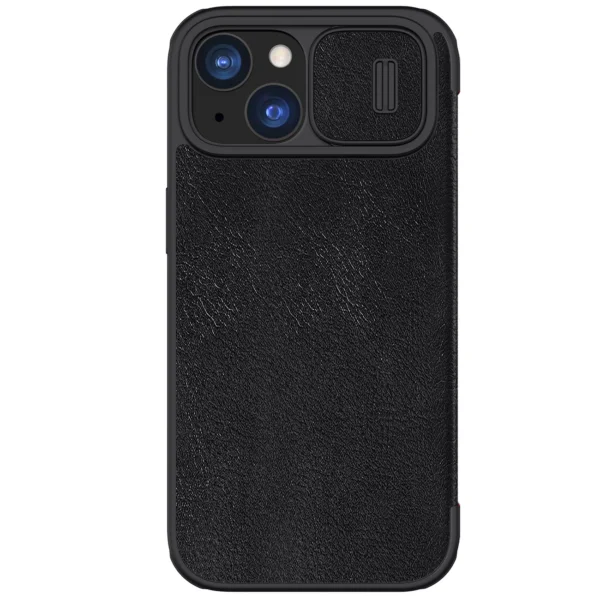 Nillkin Qin Pro Leather Flip Case for iPhone 15 with Camera Protector - Black