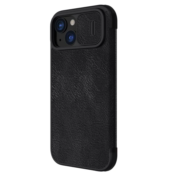 Nillkin Qin Pro Leather Flip Case for iPhone 15 with Camera Protector - Black