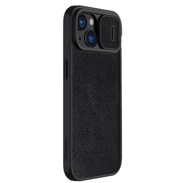 Nillkin Qin Pro Leather Flip Case for iPhone 15 with Camera Protector - Black