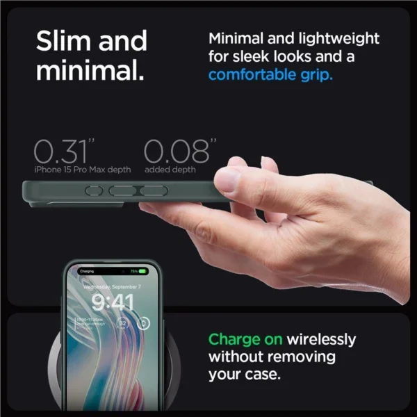 Spigen Ultra Hybrid case for iPhone 15 Pro Max - dark green