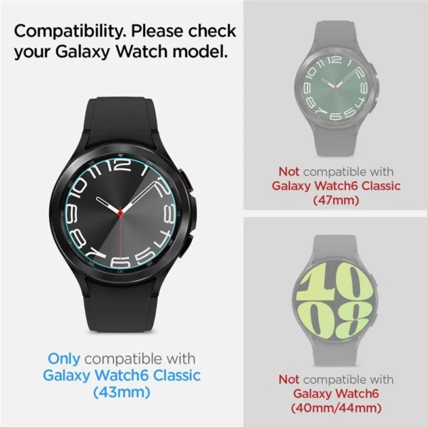 Spigen Glas.tR EZ Fit tempered glass for Samsung Galaxy Watch 6 Classic (43 mm) - 2 pcs.