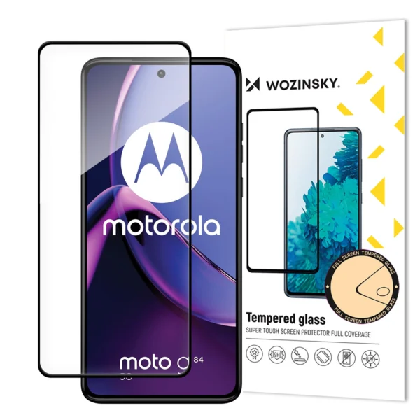 Tempered glass Full Glue for Motorola Moto G84 full screen with frame - black