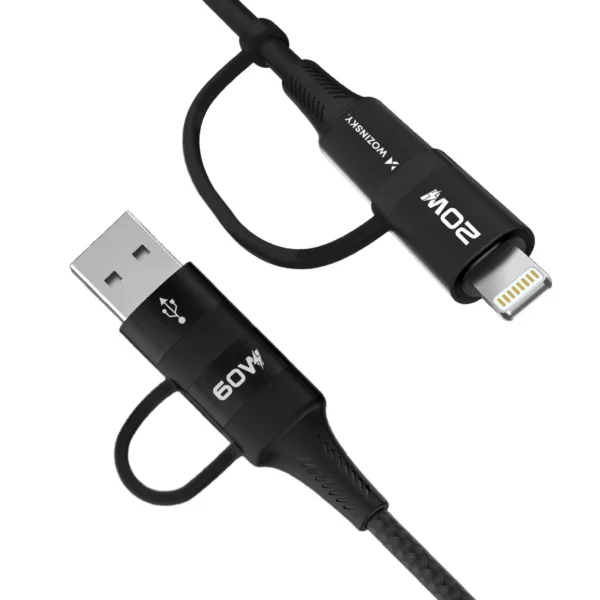 WNBAA 4in1 cable 2x USB-C 1x USB-A 1x Lightning 60W 1 m - black