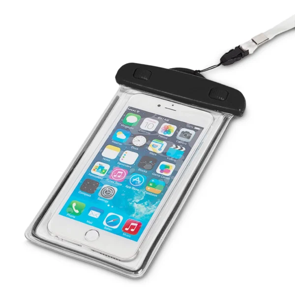 PVC waterproof phone case with lanyard - black