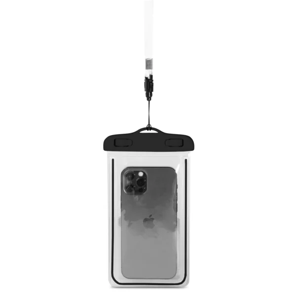 PVC waterproof phone case with lanyard - black