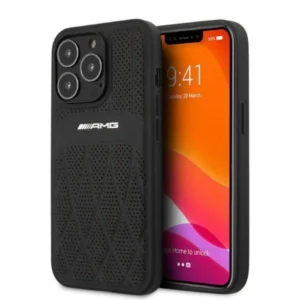 AMG Leather Curved Lines case for iPhone 13 Pro Max – black