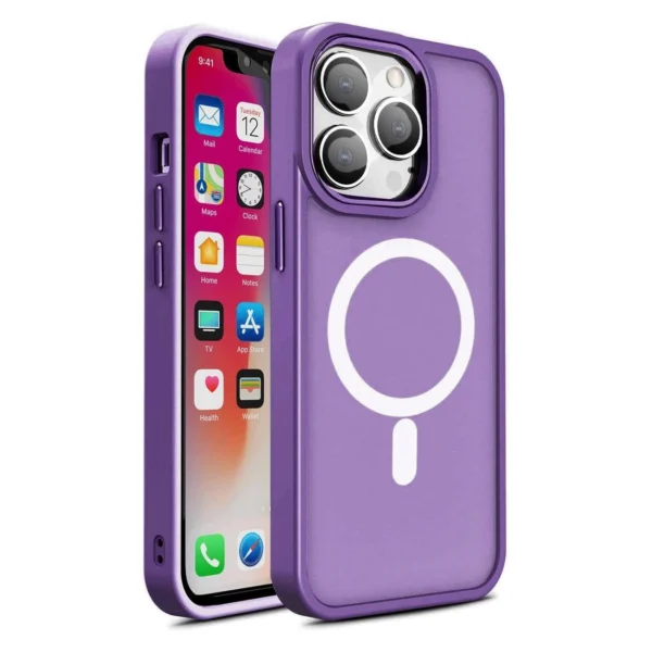 Armored magnetic iPhone 14 Plus MagSafe Color Matte Case – purple