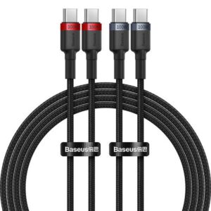 BASEUS cable Type C to Type C PD 5A 100W Cafule 2 pcs 2 m black red and black gray