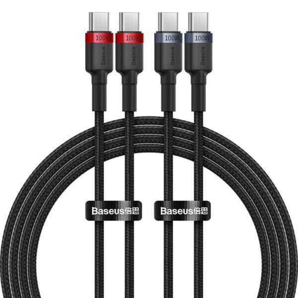 BASEUS cable Type C to Type C PD 5A 100W Cafule 2 pcs 2 m black red and black gray