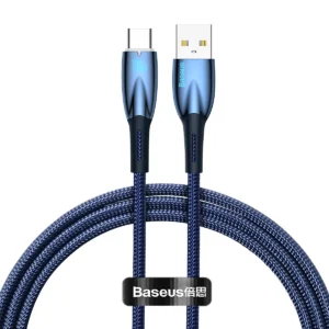 Baseus Glimmer Series fast charging cable USB-A – USB-C 100W 480Mbps 1m blue