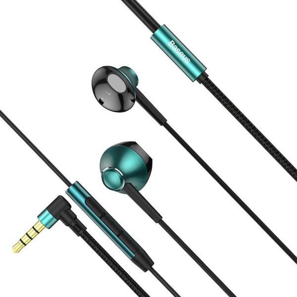 BASEUS wire earphones Jack 3,5 mm with microphone Encok H06 green