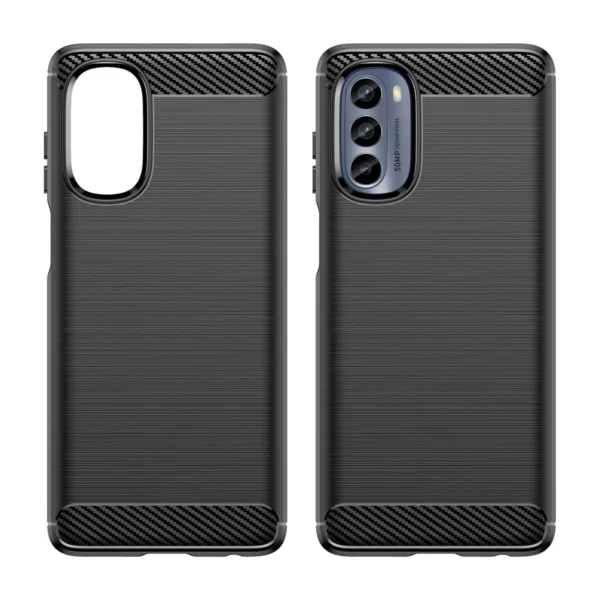 Carbon Case for Motorola Moto G62 5G flexible silicone carbon cover black