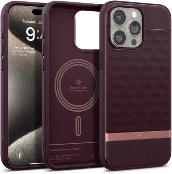 Caseology Parallax Mag case with MagSafe for iPhone 15 Pro Max – burgundy