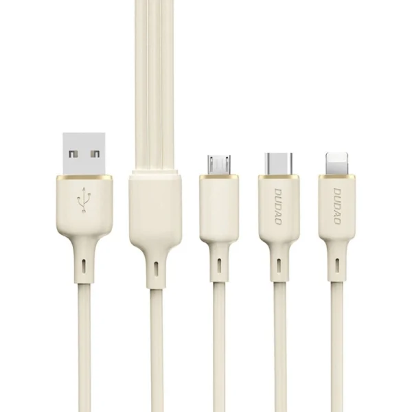 Dudao L7SE 3in1 cable USB-A – USB-C / Lightning / micro USB 66W 1.2m – beige