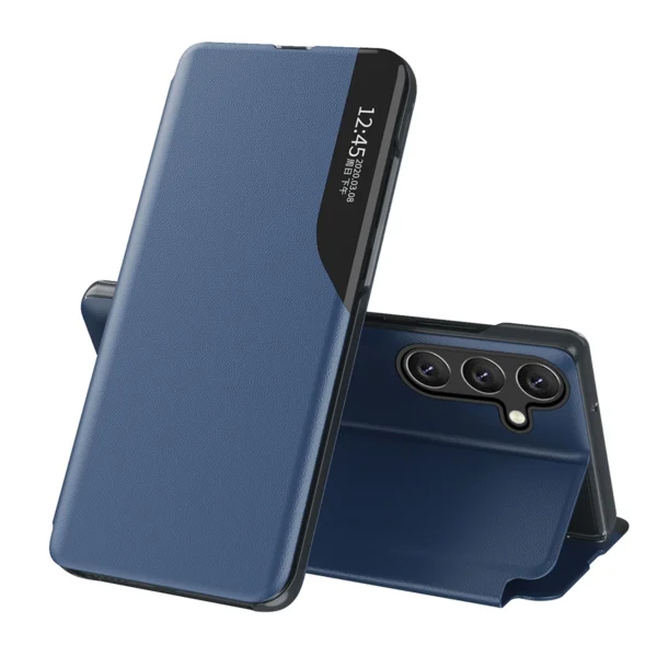 Eco Leather View Case for Samsung Galaxy A54 5G with flip stand, blue