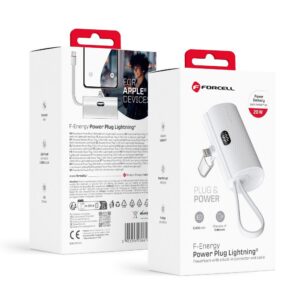 FORCELL Powerbank F-Energy Power Plug F5K3 5000 mAh for Lightning 8-PIN PD 20W white