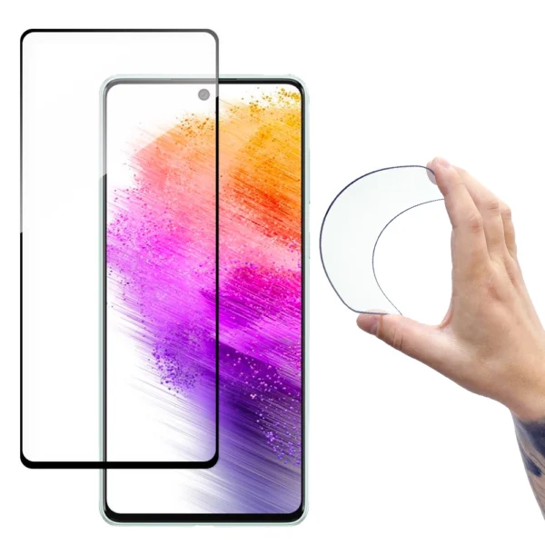 Full Cover Flexi Nano glass film tempered glass with a frame for Samsung Galaxy A73 transparent