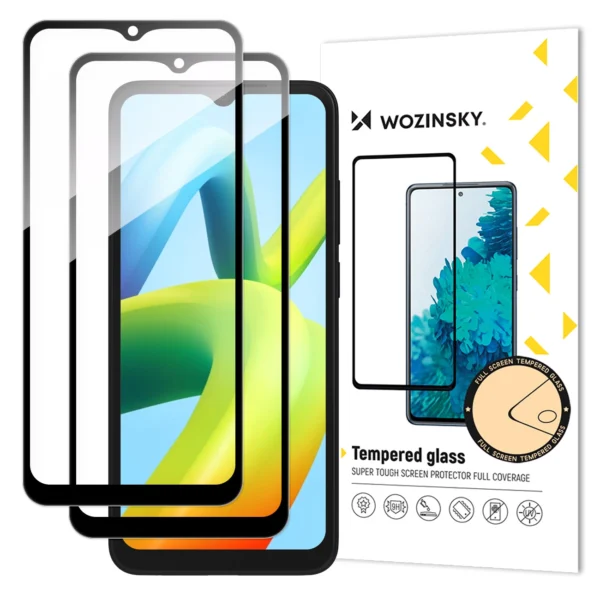 Full Glue Tempered Glass 2x Tempered Glass For Xiaomi Redmi A2 / Redmi A1 9H Full Screen Full Cover With Black Frame