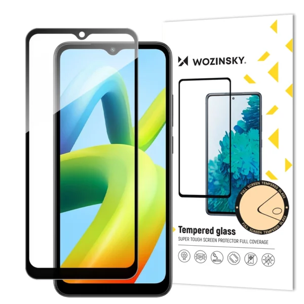 Full Glue Tempered Glass Full Screen Tempered Glass for Xiaomi Redmi A1+ 9H with Black Frame