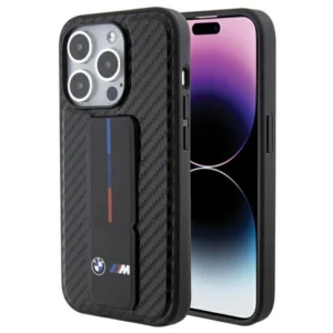 Grip Stand Smooth & Carbon case for iPhone 15 Pro – black