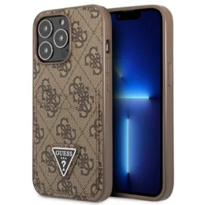 Guess 4G Triangle Logo Cardslot Case for iPhone 13 Pro / 13 – Brown