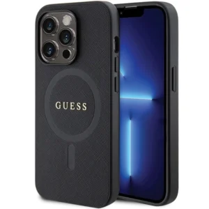 Guess case for iPhone 14 Pro Max 6.7" – black Saffiano MagSafe