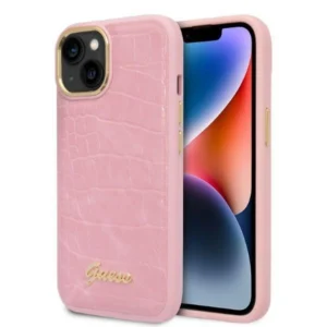 Guess Croco Collection case for iPhone 14 – pink