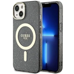 Guess Glitter Gold MagSafe case for iPhone 14 – black