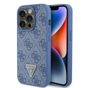 Guess iPhone 15 Pro 6.1" blue/blue hardcase Leather 4G Triangle Strass