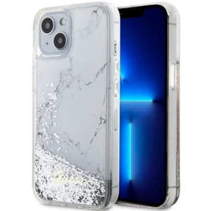 Guess Liquid Glitter Marble case for iPhone 14 – white