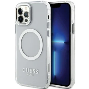 Guess Metal Outline Magsafe case for iPhone 12 / iPhone 12 Pro – silver