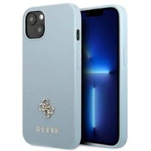 Guess Saffiano 4G Small Metal Logo case for iPhone 13 mini – blue