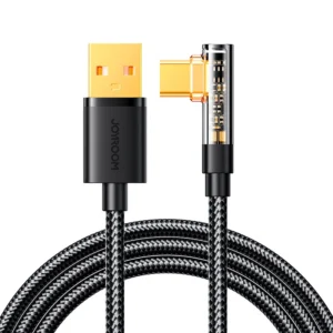 Joyroom angled USB C cable – USB for fast charging and data transfer 3A 1.2 m black (S-UC027A6)