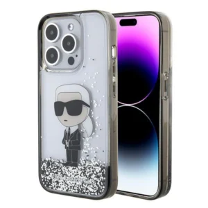 Karl Lagerfeld Liquid Glitter Ikonik case for iPhone 15 Pro Max – transparent