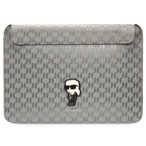 Karl Lagerfeld Saffiano Monogram Ikonik case for a 14" laptop – silver