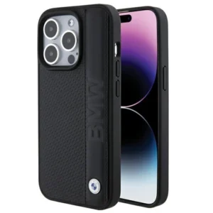 Leather Textured & Stripe case for iPhone 15 Pro – black