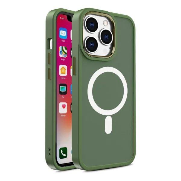 Magnetic Color Matte Case for iPhone 15 – green