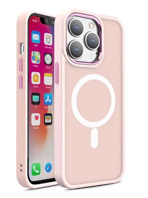 Magnetic Color Matte Case for iPhone 15 – pink