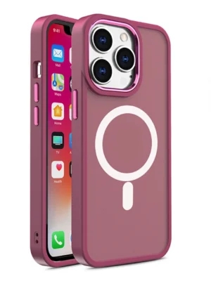 Magnetic Color Matte Case for iPhone 15 Pro – Burgundy