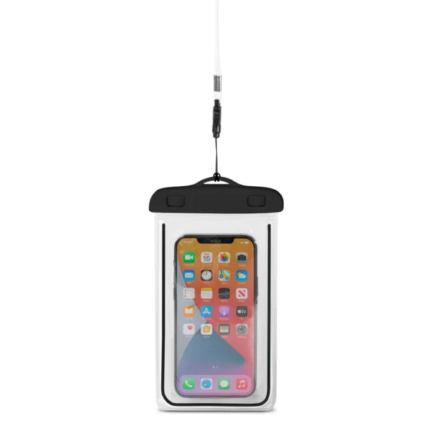 PVC waterproof phone case with lanyard – black