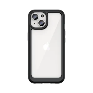 Reinforced case with flexible frame for iPhone 15 Plus Outer Space – black