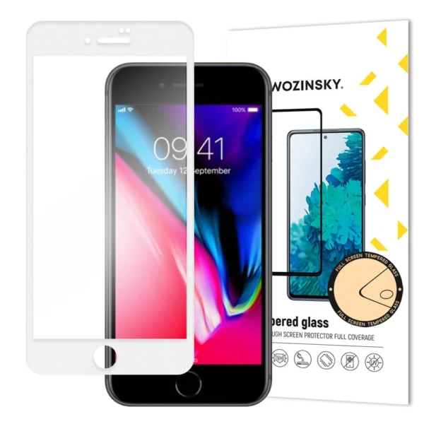 Tempered Glass Full Glue Super Tough Screen Protector Full Coveraged with Frame Case Friendly for iPhone SE 2022 / SE 2020 / iPhone 8 / iPhone 7 white